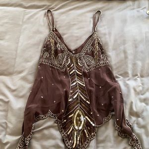 Vintage Beaded Silk Top size XS by Indy designer Elefante